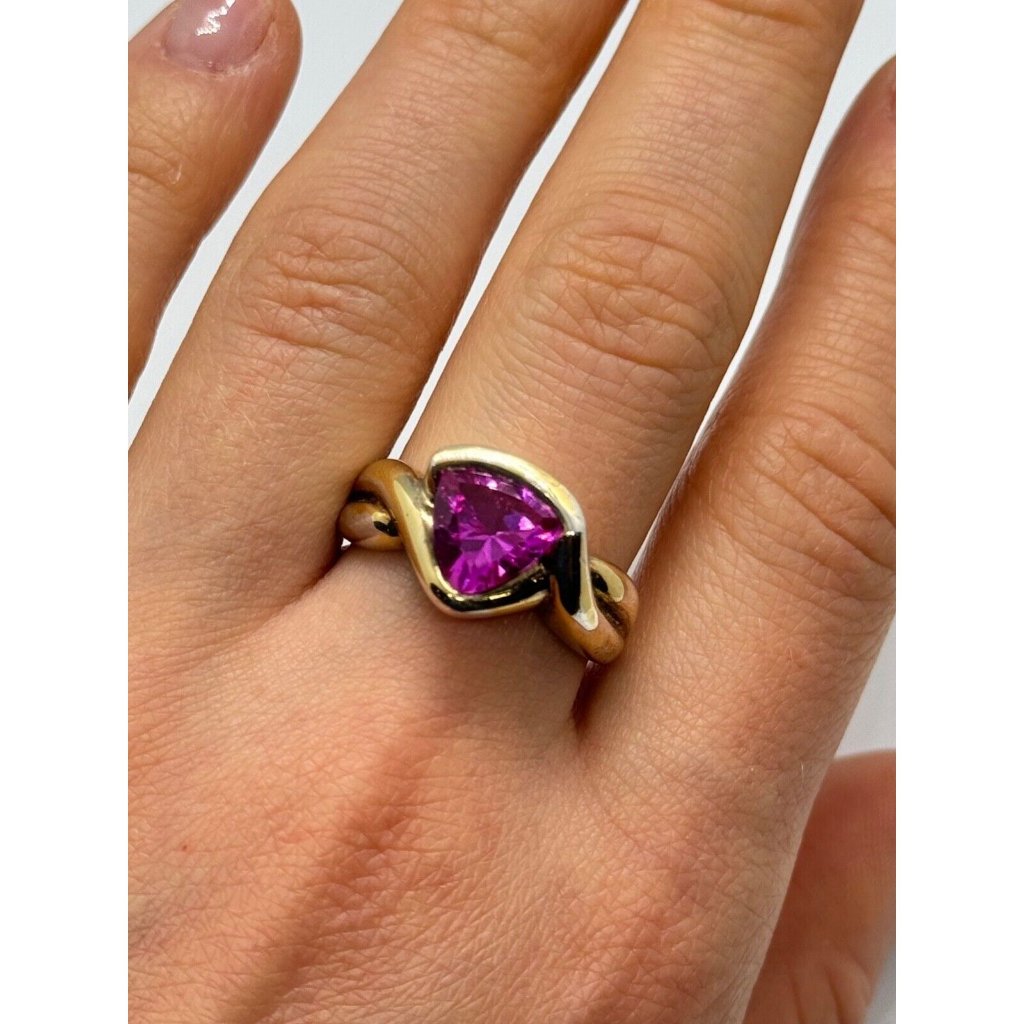 925 Sterling Silver Pink Topaz Ring Size 9